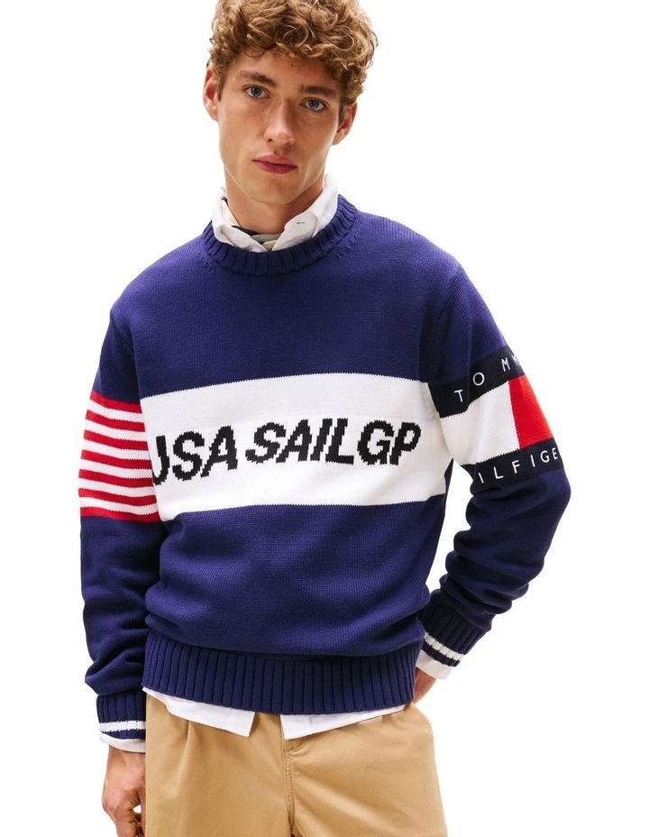 U.S. Sail GP Team Colour-Blocked Jumper in Blue image 1