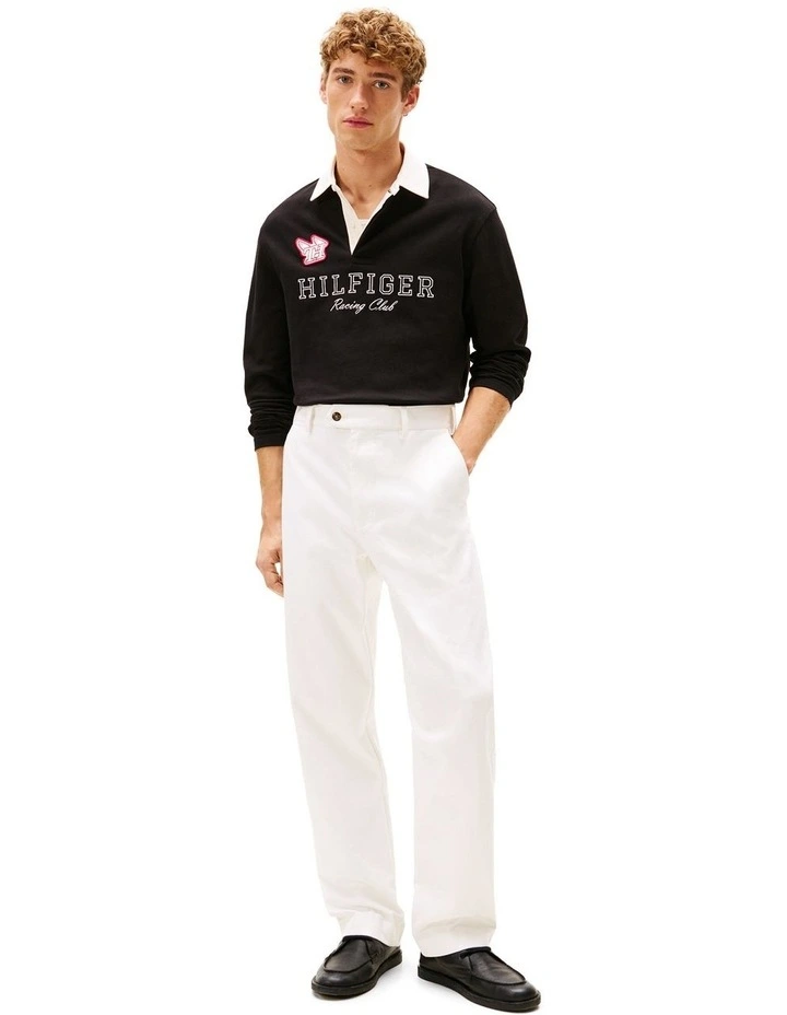 Athleisure Rugby Long Sleeve Classic Polo in Black image 4