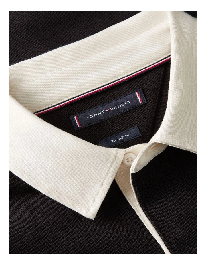 Athleisure Rugby Long Sleeve Classic Polo in Black image 5