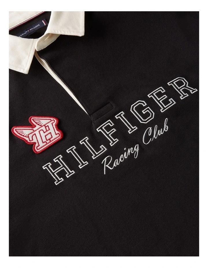 Athleisure Rugby Long Sleeve Classic Polo in Black image 6