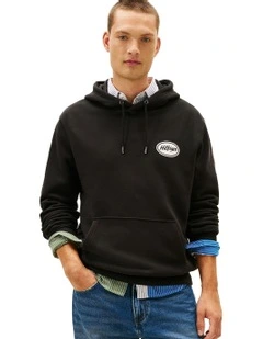 Back Graphic Drawstring Hoody in Black
