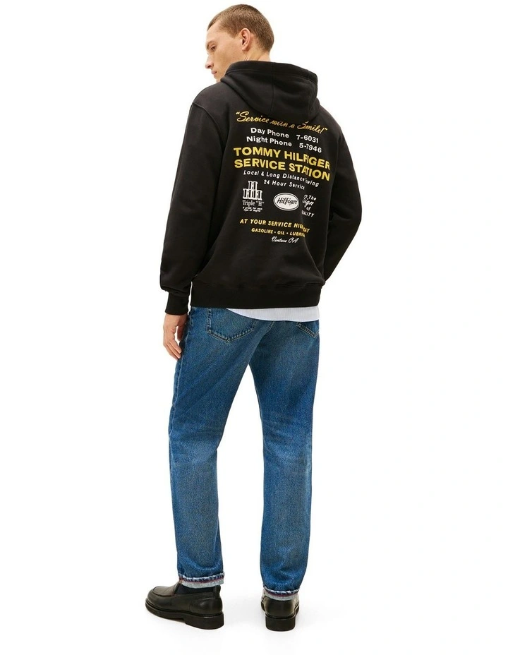 Back Graphic Drawstring Hoody in Black image 4