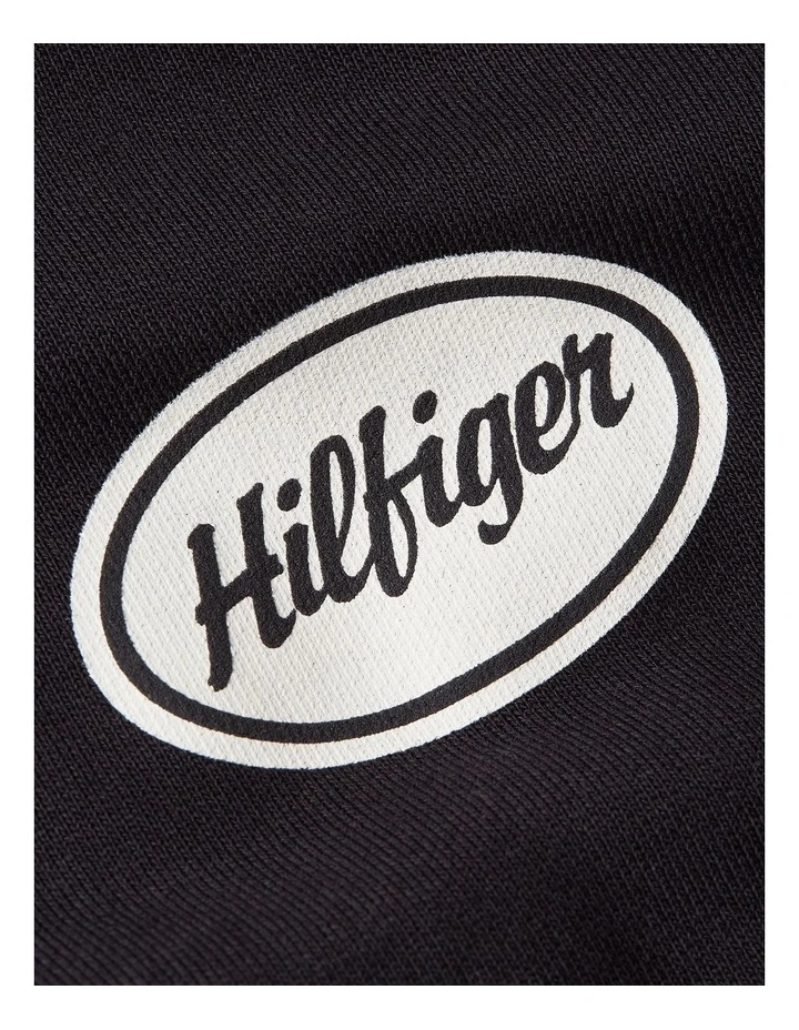 Back Graphic Drawstring Hoody in Black image 6