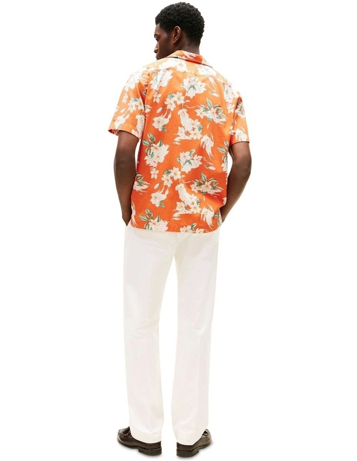 Lightweight Regular Fit Floral Short Sleeve Shirt in Orange image 2