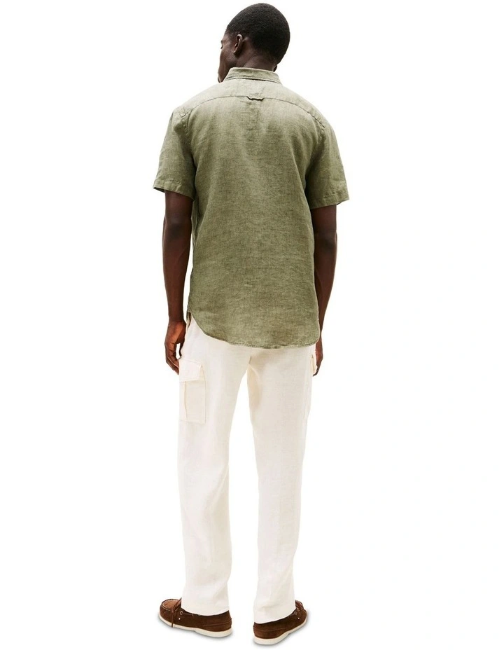 Washed Pure Linen Shirt in Green image 2
