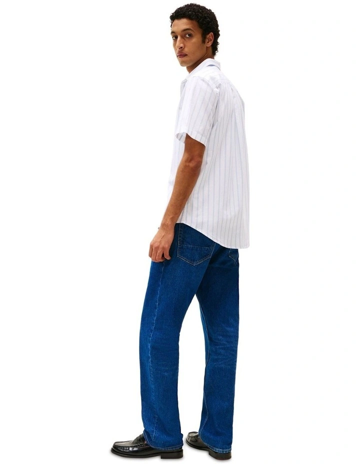 Regular Fit Short Sleeve Poplin Shirt in Blue image 2