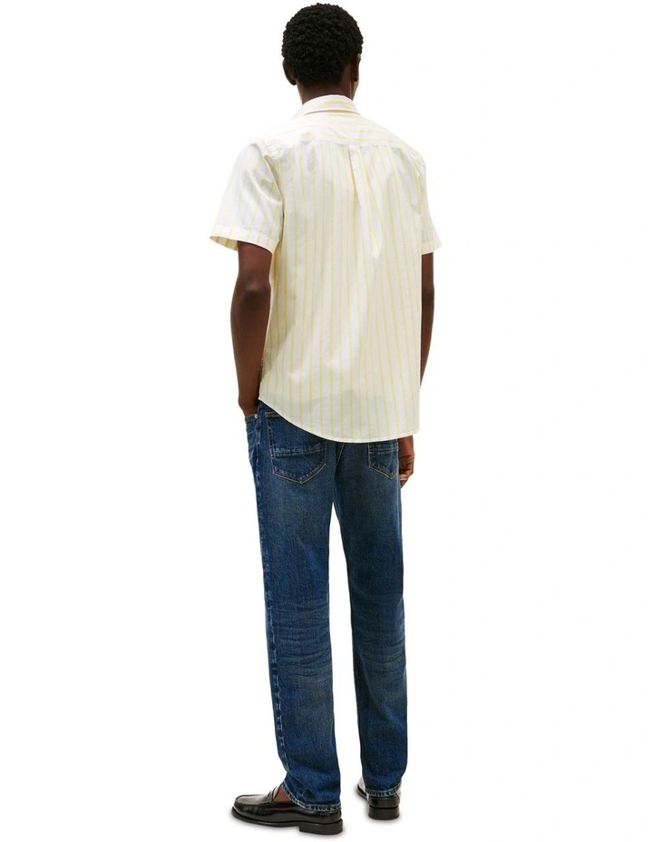 Regular Fit Short Sleeve Poplin Shirt in Yellow image 2