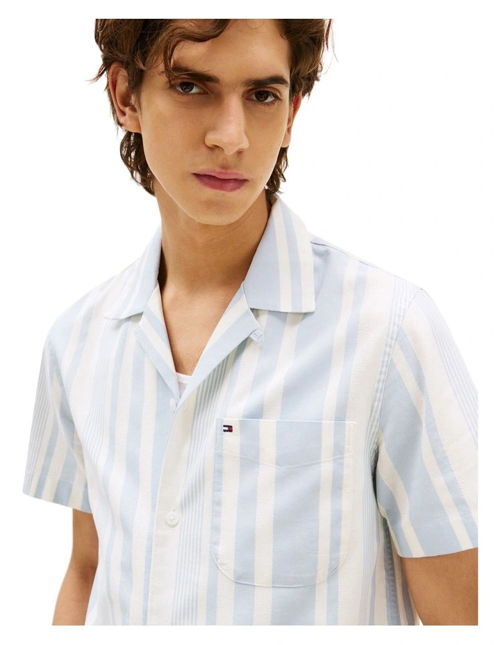 Regular Fit Stripe Short Sleeve Shirt in Blue image 3