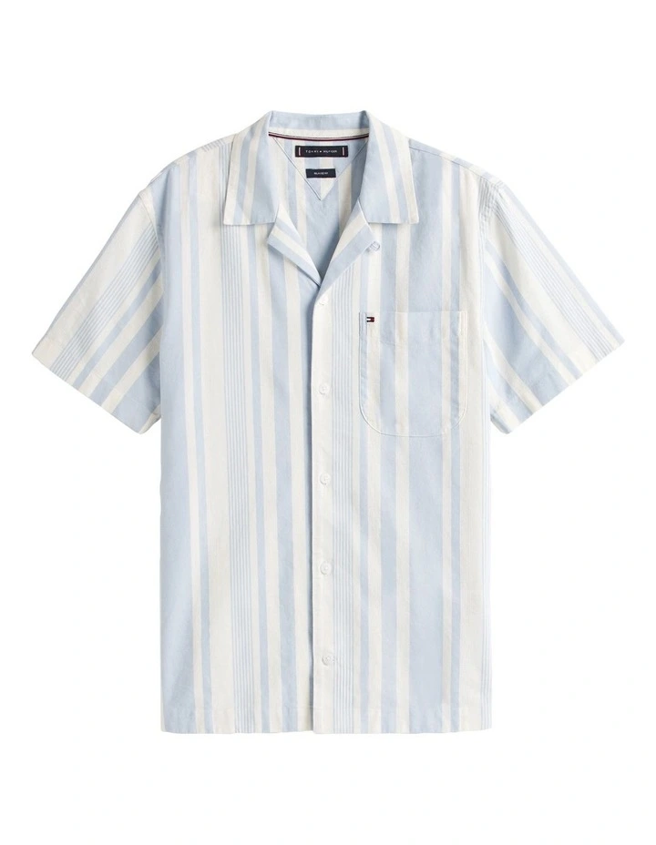 Regular Fit Stripe Short Sleeve Shirt in Blue image 5