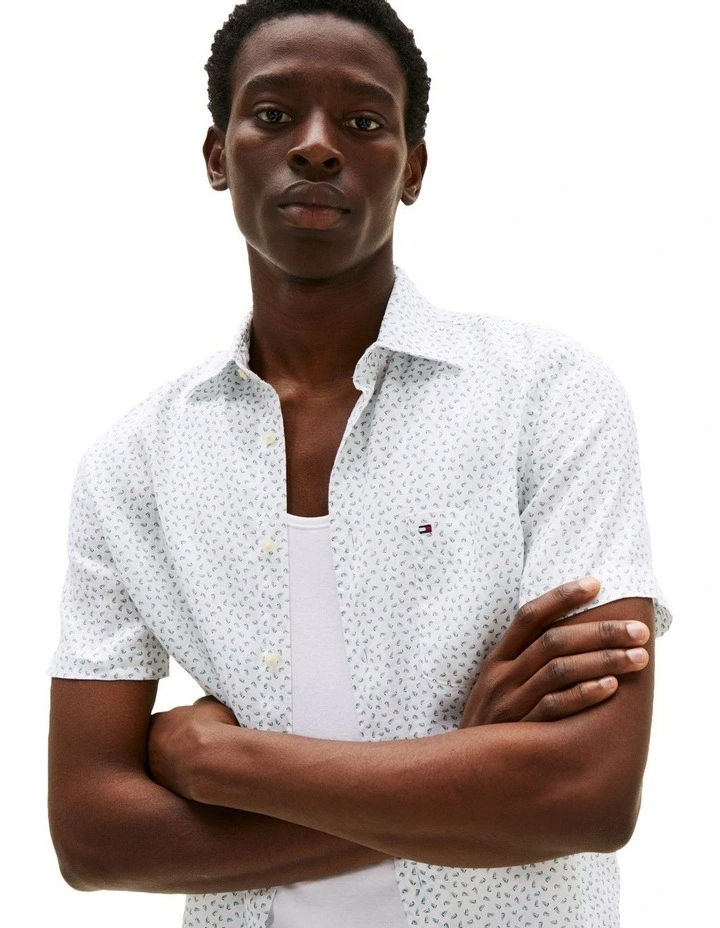 Linen Sailing Print Shirt in Green image 3