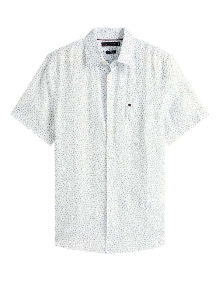 Linen Sailing Print Shirt in Green image 5