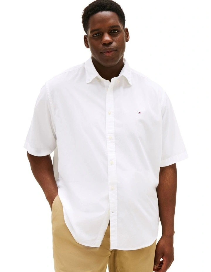 Big & Tall Flex Poplin Shirt in White image 1