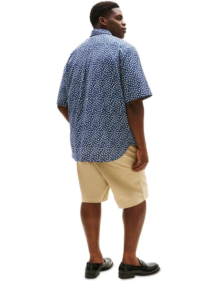 Big & Tall Linen Print Shirt in Blue image 2