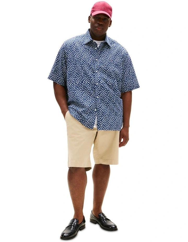 Big & Tall Linen Print Shirt in Blue image 4