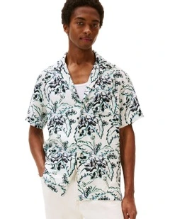 Linen Printed Shirt in White