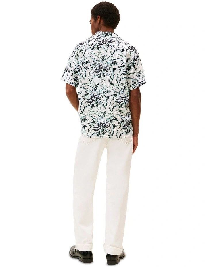 Linen Printed Shirt in White image 2