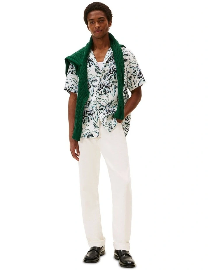 Linen Printed Shirt in White image 4