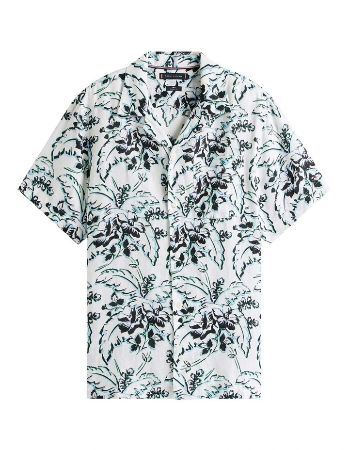 Linen Printed Shirt in White image 5