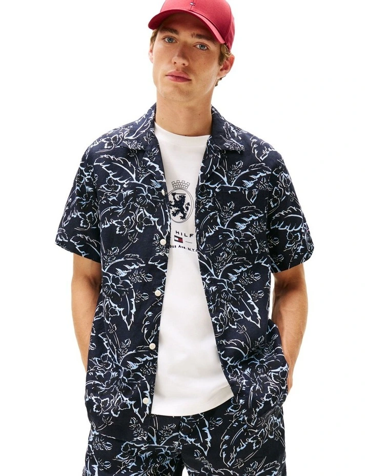 Linen Printed Shirt in Blue image 1