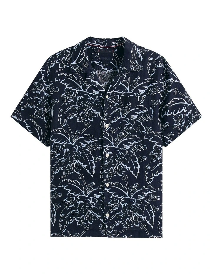 Linen Printed Shirt in Blue image 5