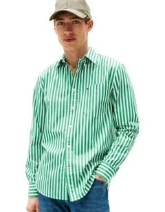 Flex Regular Fit Stripe Shirt in Green