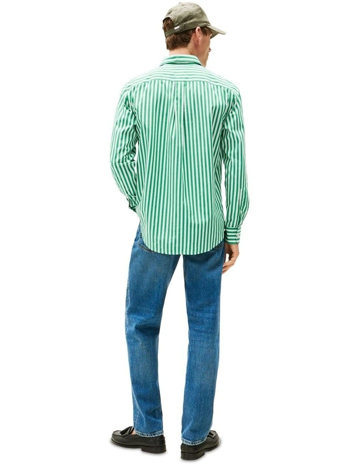Flex Regular Fit Stripe Shirt in Green image 2