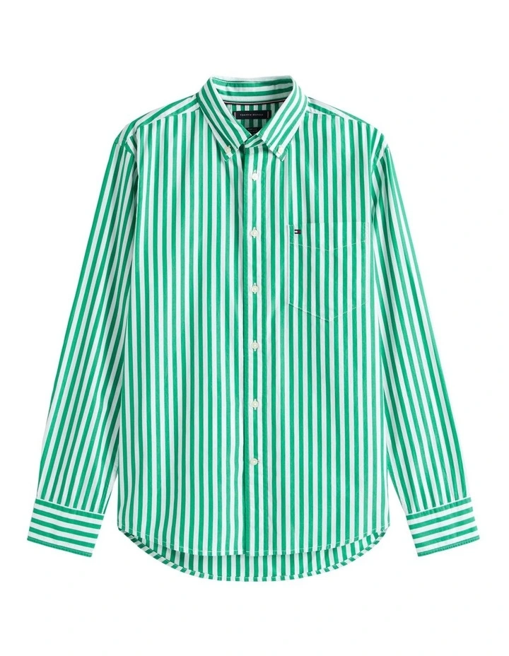 Flex Regular Fit Stripe Shirt in Green image 5