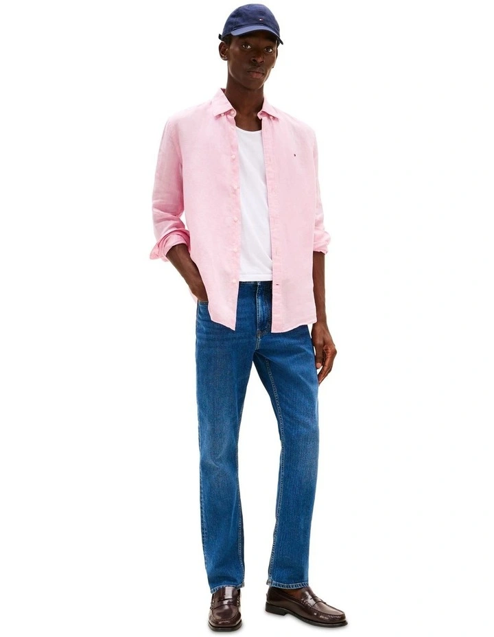 Regular Fit Pure Linen Shirt in Pink image 4