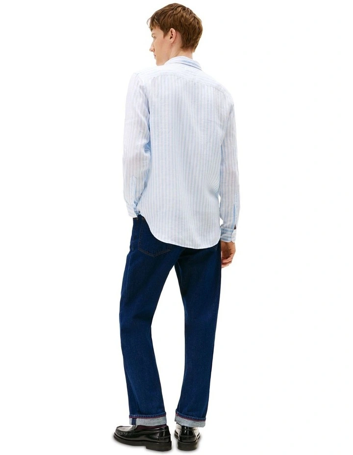 Linen Stripe Shirt in Blue image 2