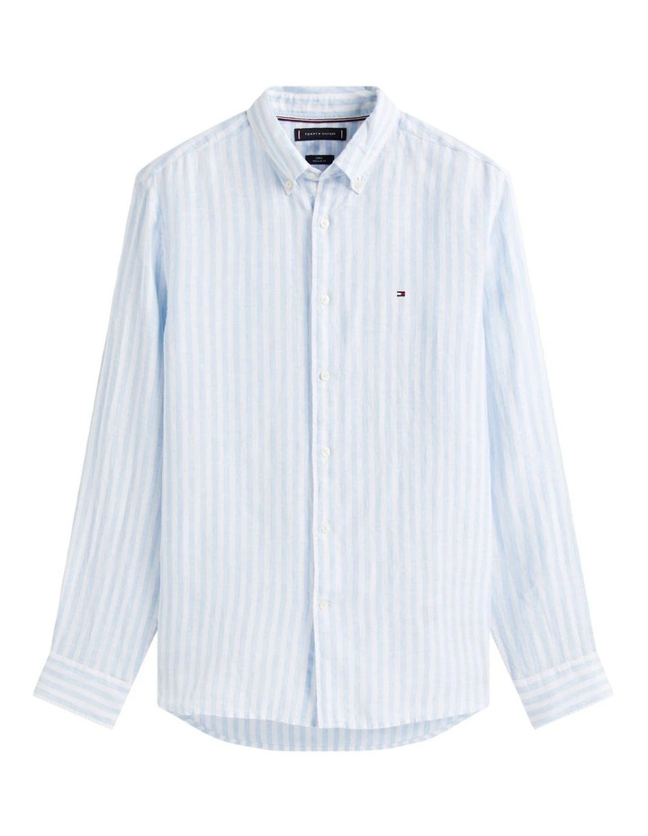 Linen Stripe Shirt in Blue image 5