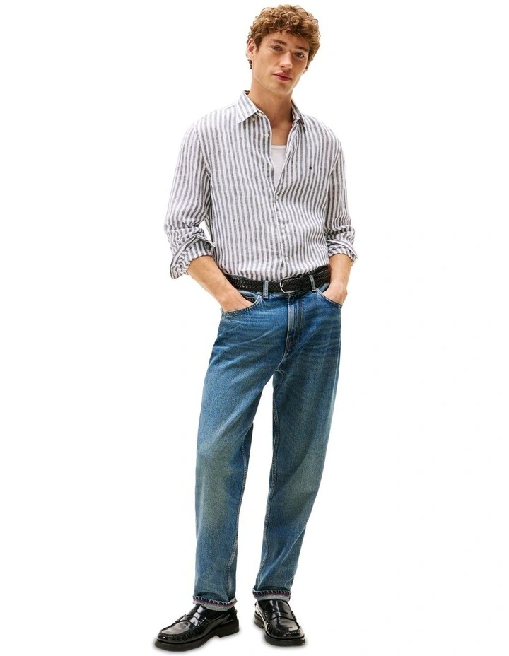 Linen Stripe Shirt in Blue image 4