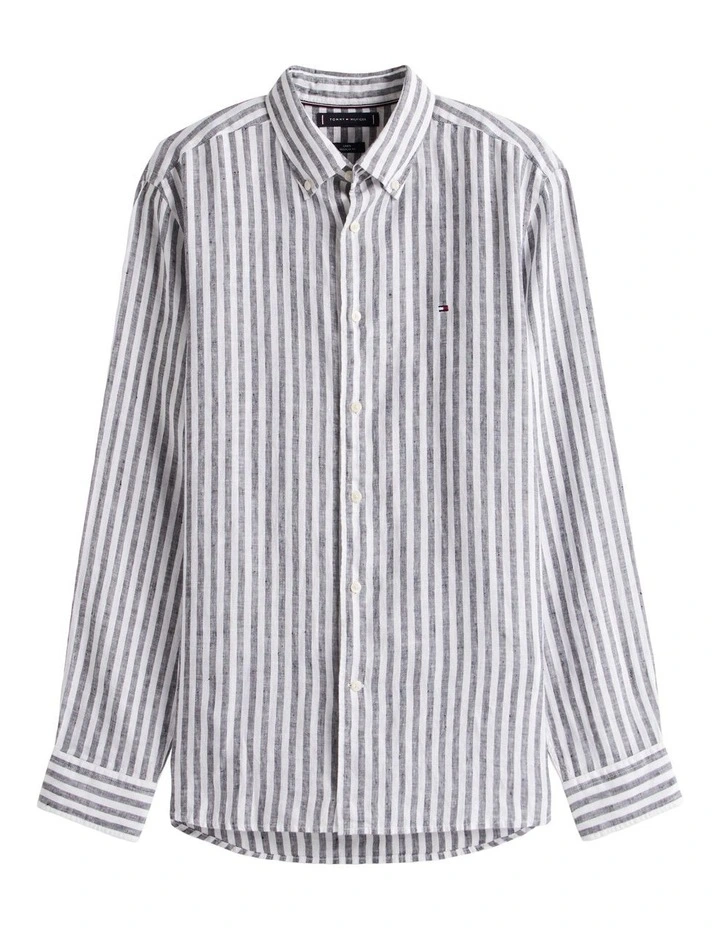 Linen Stripe Shirt in Blue image 5