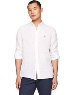 Regular Fit Pure Linen Shirt in White