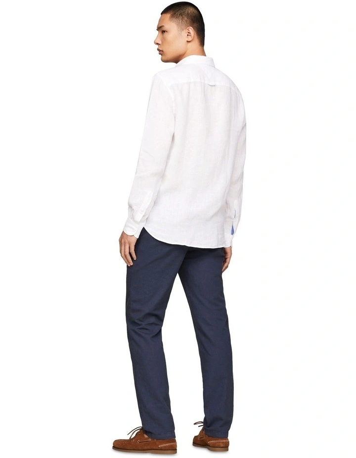 Regular Fit Pure Linen Shirt in White image 2