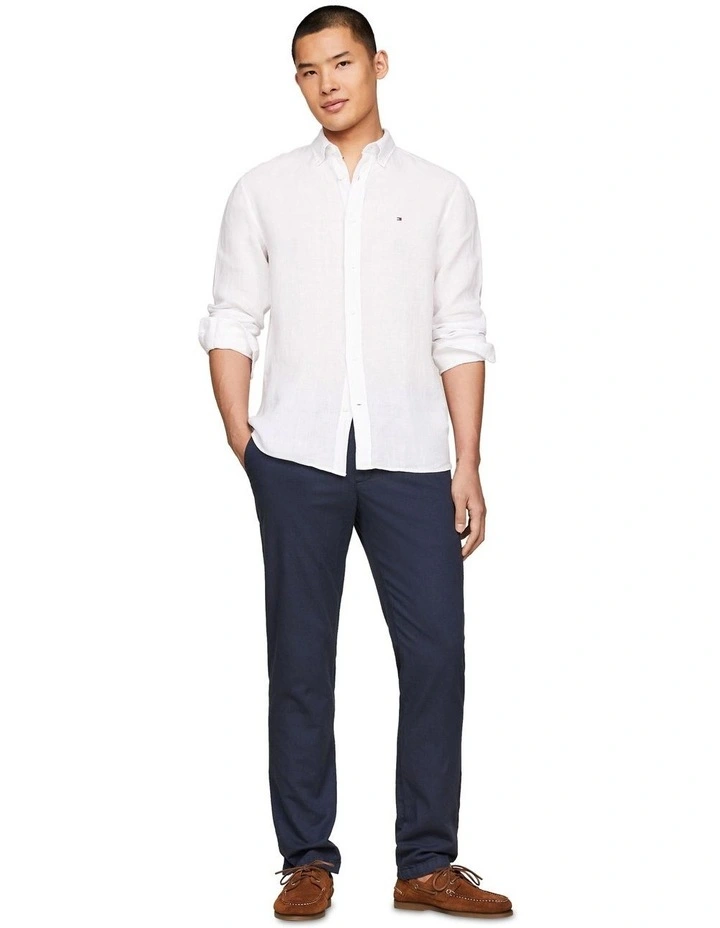 Regular Fit Pure Linen Shirt in White image 4