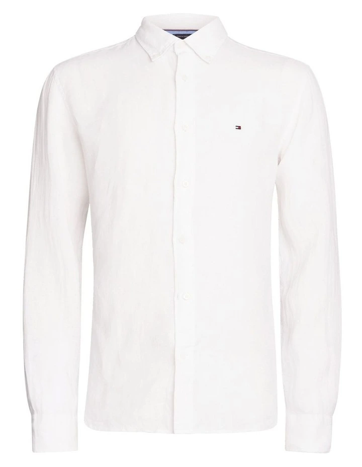 Regular Fit Pure Linen Shirt in White image 5