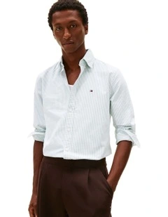 Heritage Stripe Regular Fit Oxford Shirt in Green