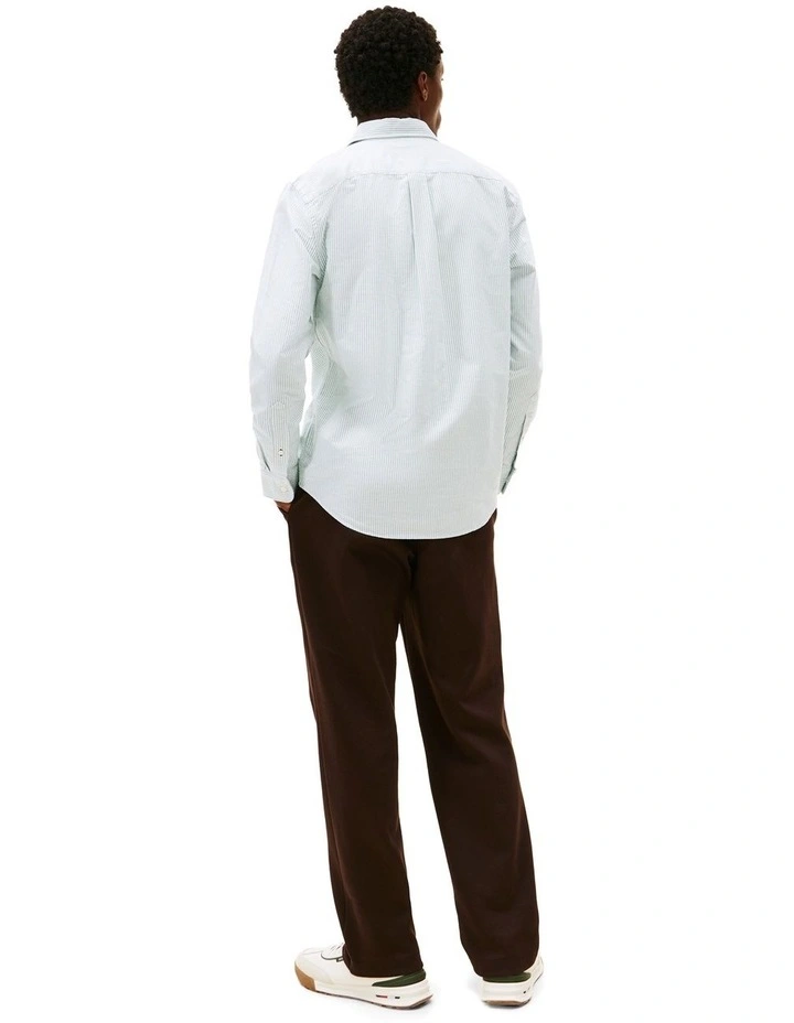 Heritage Stripe Regular Fit Oxford Shirt in Green image 3