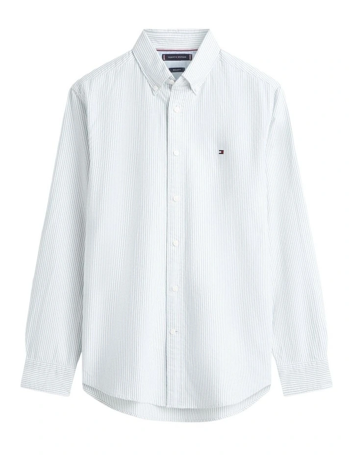 Heritage Stripe Regular Fit Oxford Shirt in Green image 6