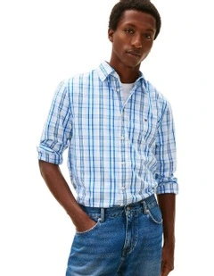 Poplin Check Shirt in White