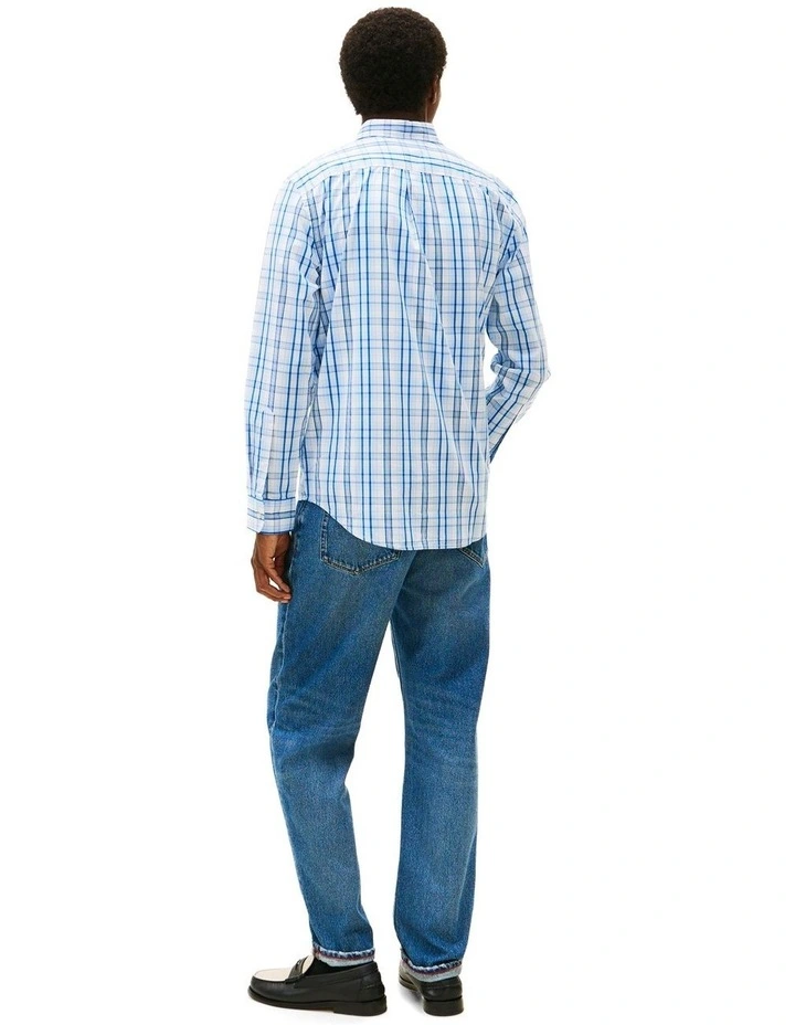 Poplin Check Shirt in White image 3