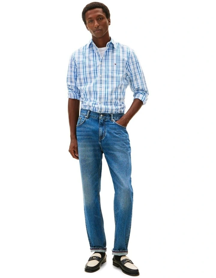 Poplin Check Shirt in White image 4