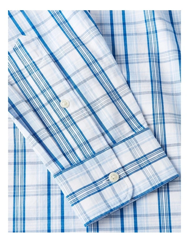 Poplin Check Shirt in White image 6