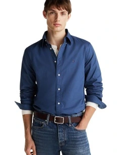 Flex Regular Fit Poplin Shirt in Blue