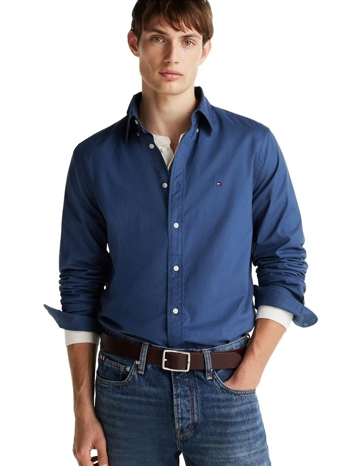 Flex Regular Fit Poplin Shirt in Blue image 1