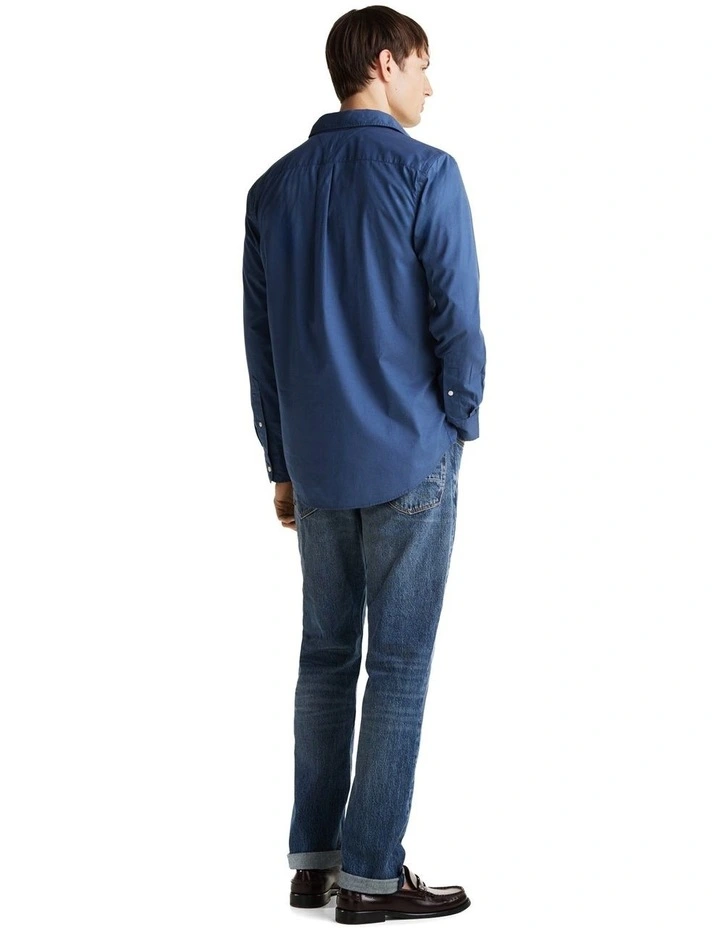 Flex Regular Fit Poplin Shirt in Blue image 3