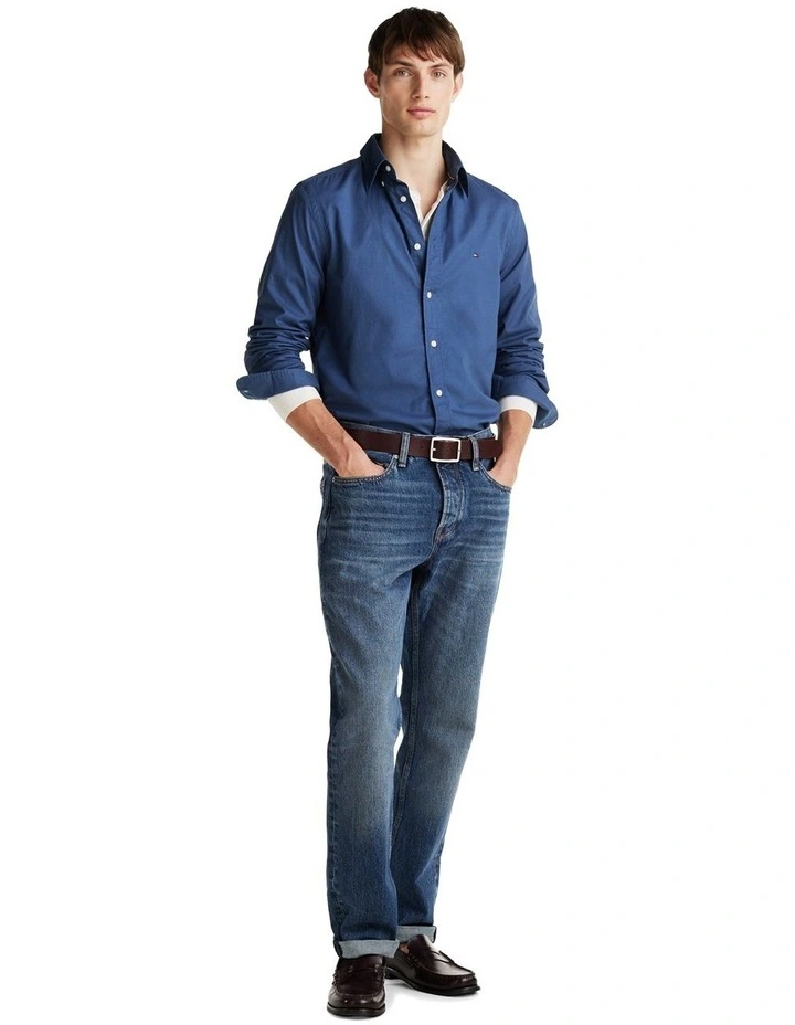 Flex Regular Fit Poplin Shirt in Blue image 4