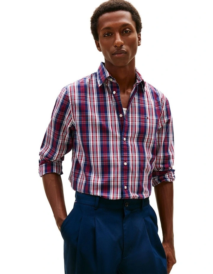 Poplin Check Shirt in Blue image 1