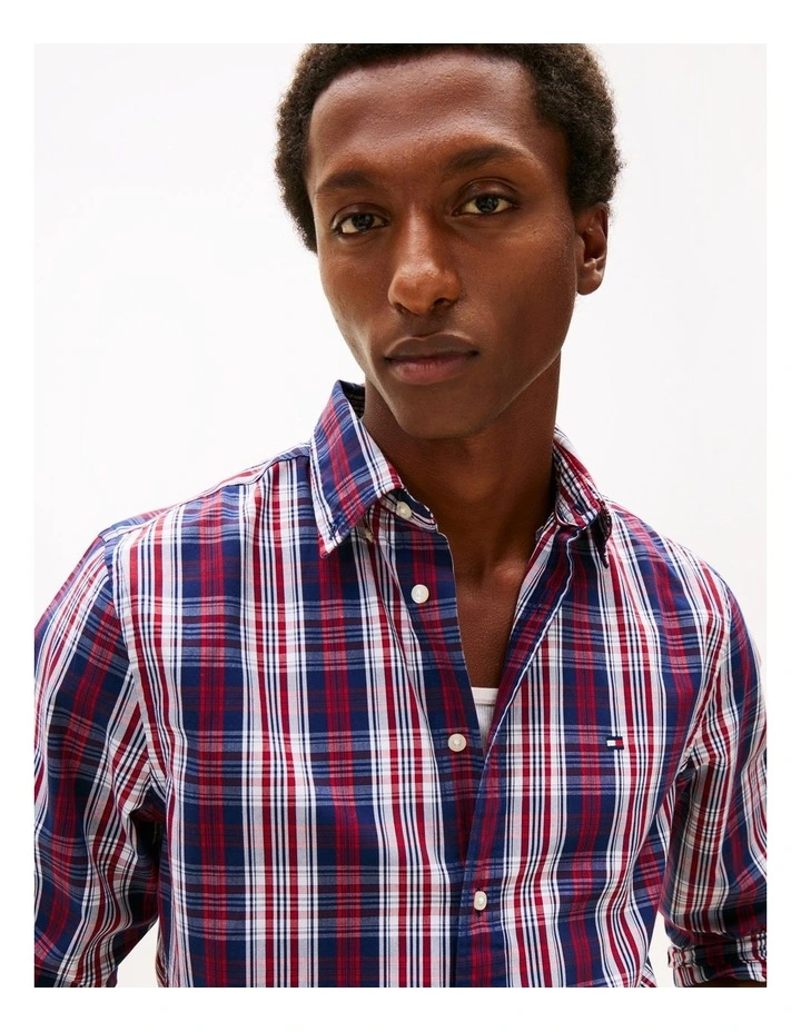 Poplin Check Shirt in Blue image 2