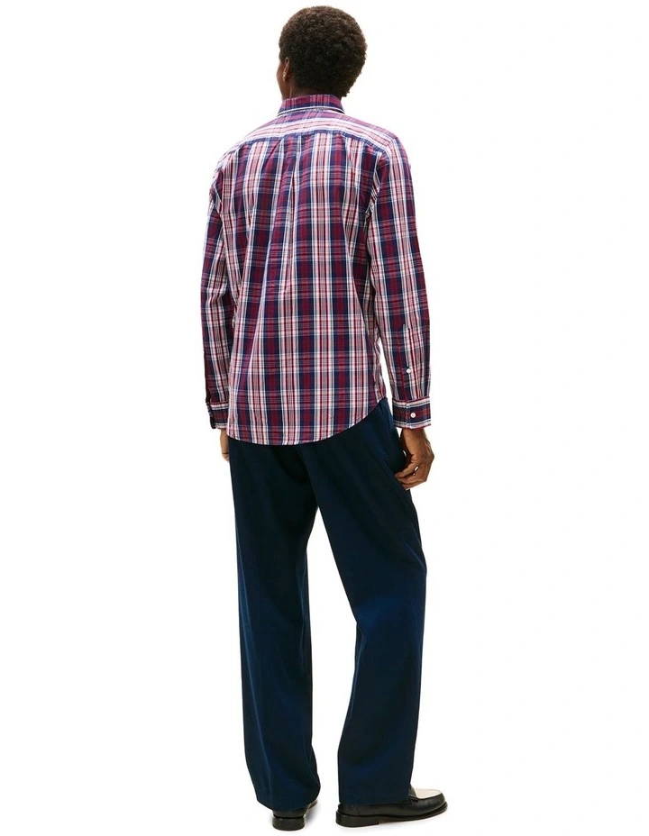 Poplin Check Shirt in Blue image 3